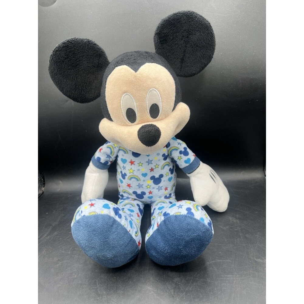 Disney Mickey Mouse Just Play Plush 20” Blue Pajamas Rainbows Stars Stuffed Toy